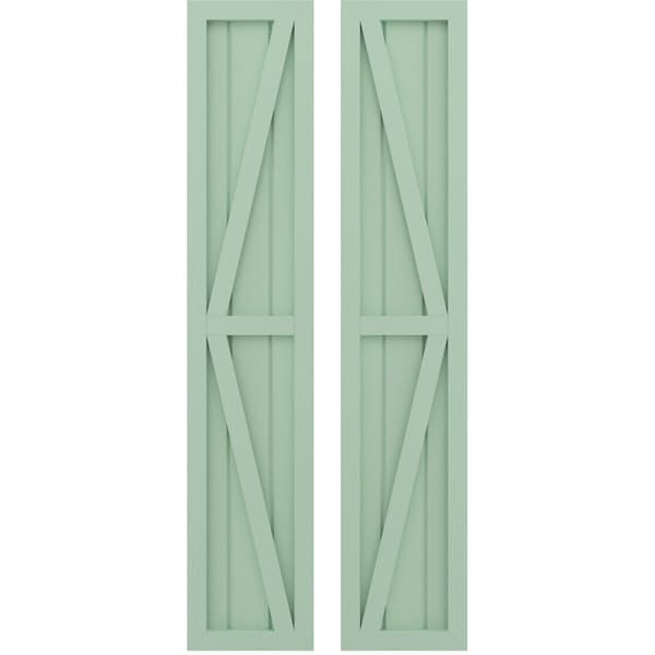 Ekena Millwork Americraft 3-Board Wood 2 Equal Panel Frmd Board-n-Batten Shutters w/Dbl Z-Bar, ARW102BF311X60SGH, PR ARW102BF311X60SGH - main